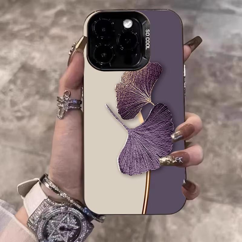 

Чехол для телефона с узором из листьев гинкго для iPhone 17 Air 16e 16 Pro Max 15 14 Plus 13 12 Mini 11 Pro, противоударная силиконовая задняя крышка iPhone17 Pro