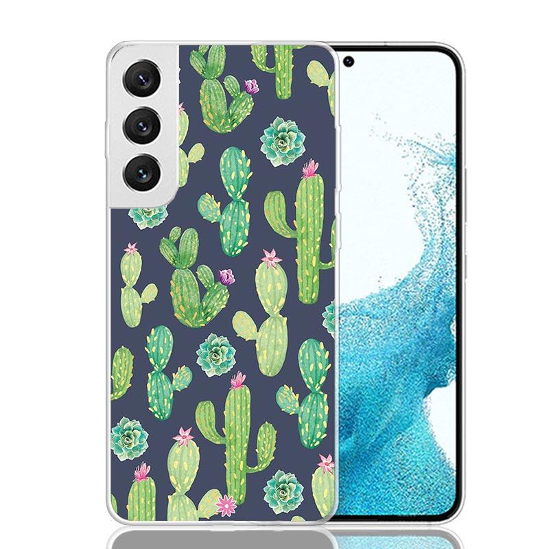 Cartoon Cactus Green Plants Phone Case For Samsung Galaxy S26 Ultra S23 S24 S25 Edge S20 FE S21 S22 Plus Soft Print Shell Cover
