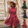 Amazon Cross-border New Product European and American Waist Skirt Summer Neck Strap Skirt Pleated Sleeveless Polka Dot Dress