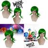 Superior Quality Inside Out Disgust Character Cosplay Wig Long Curly Synthetic Hair