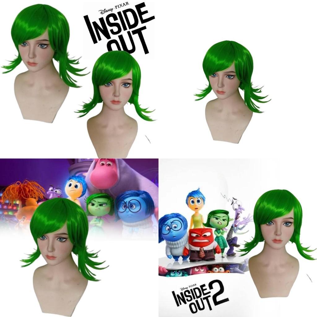 Superior Quality Inside Out Disgust Character Cosplay Wig Long Curly Synthetic Hair