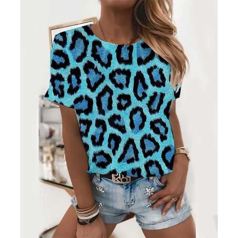 Sexy and Fashionable Leopard Print Casual Short Sleeved Street Women's T-shirts