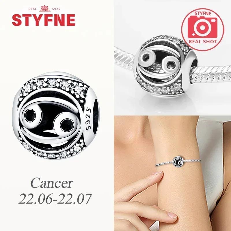 Genuine Copper White Twelve Zodiac Signs Simple Pisces Scorpio Bead Fits Bracelets Women DoItYourself Birthday Beautiful Gifts Accessory