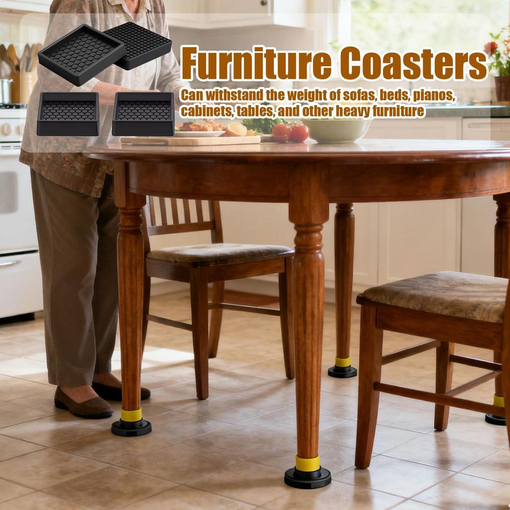 Non Slip Furniture Pads 4 Pieces Silicone Anti Skid Caster Cups Furniture Sliders for Hardwood Floors for Bed Couch Cabinet Sofa