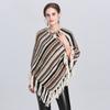 Exclusive For South American Tassel Cape Shawl V-Neck Diagonal Striped Pullover Women 1527 #
