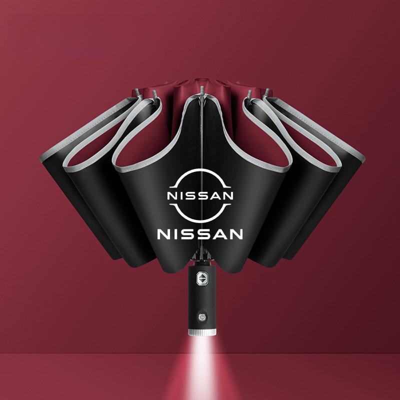 Regenschirm mit LED-Reflexstreifen Regen Windschirm Für Nissan sentra Serena maxima Versa Juke Micra rogue tiida x-trail nismo