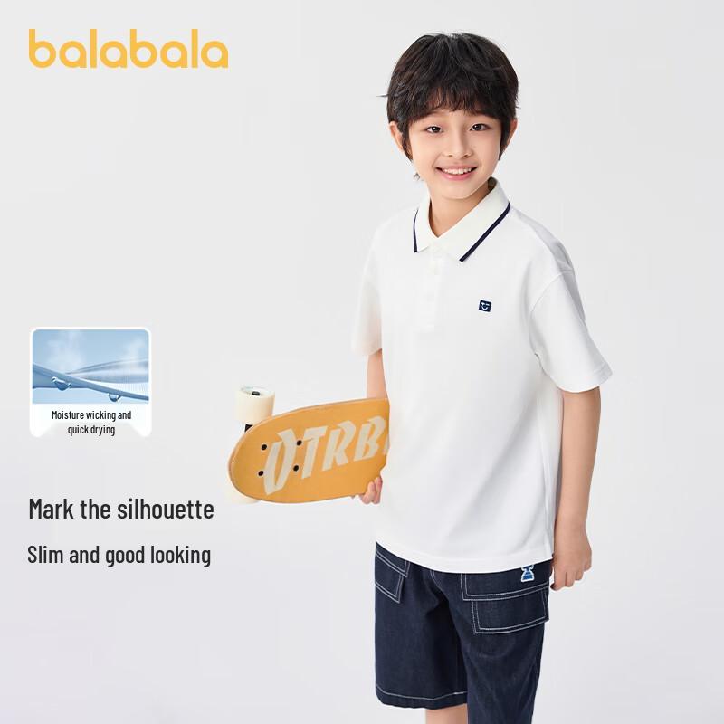 Balabala Boys' 2025 Summer Cooling Polo T-Shirt