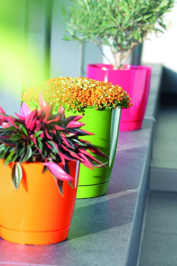 Coubi round flowerpot with saucer, white, 28x262cm