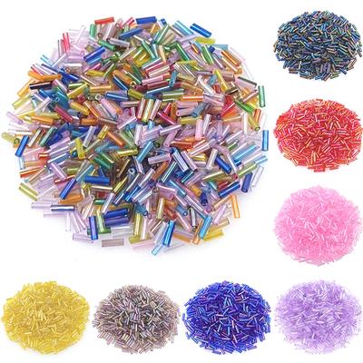 Home Party Supplies 300Pcs 2x7mm DIY Accessories Seed Beads Spacer Beads Long Tube Glass Beads Jewelry Making Bracelets Multi-color