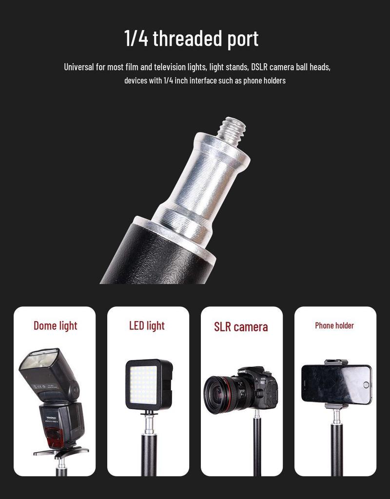 Telescopic Phone Stand with Strong Clamp for Live Broadcasts and Overhead Food Photography, Includes Fill Light