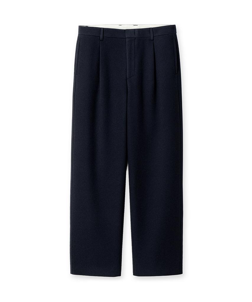 Edeunbeoleokeulleob One-Tuck Wide Fit Wool Blended Pants (Navy)
