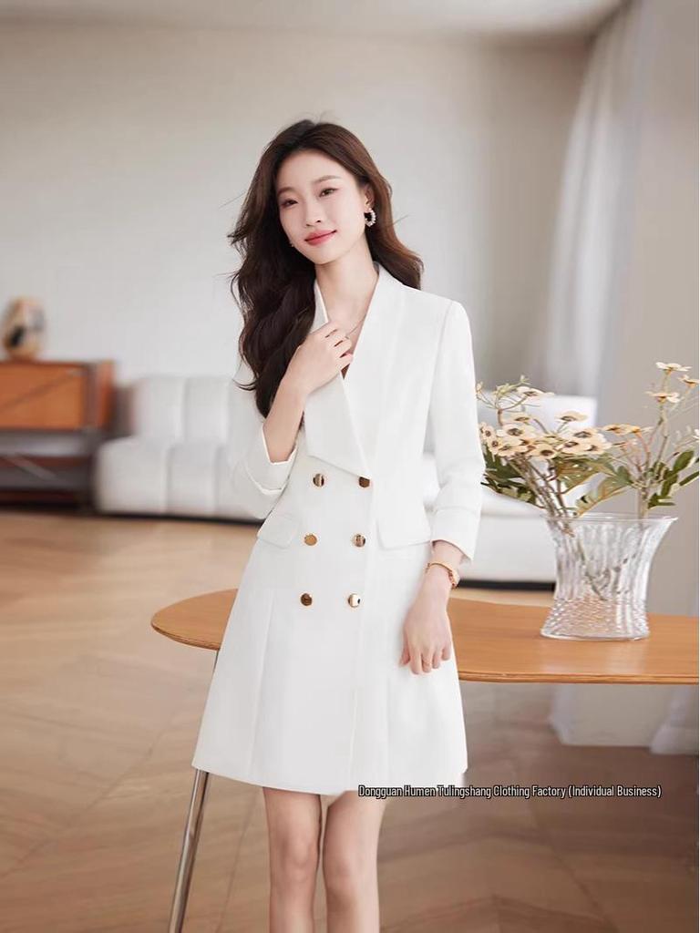 Women's Chic Black Suit Dress - High-end Outerwear for Autumn/Winter 2026