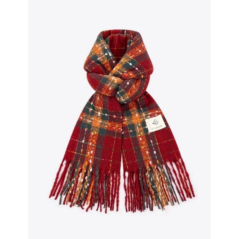 Christmas vibe scarf women's winter new Ankara red scarf long versatile knitted shawl scarf