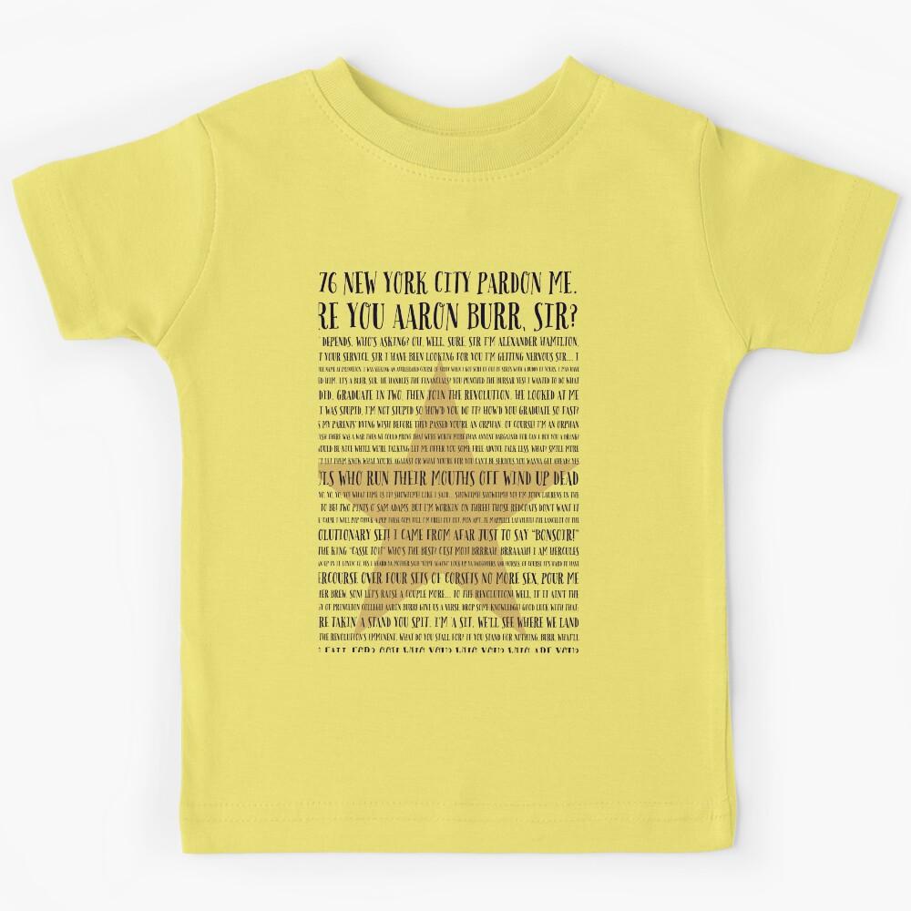 Aaron Burr Sir Alexander Hamilton The Musical Kids T-Shirt 130