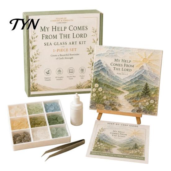 Handmade Faith Wall Art Faith-Inspired Sea Glass Kit, Psalms of Comfort And Strength Christian DIY Gift for Women Mosaic Inspirational Bible