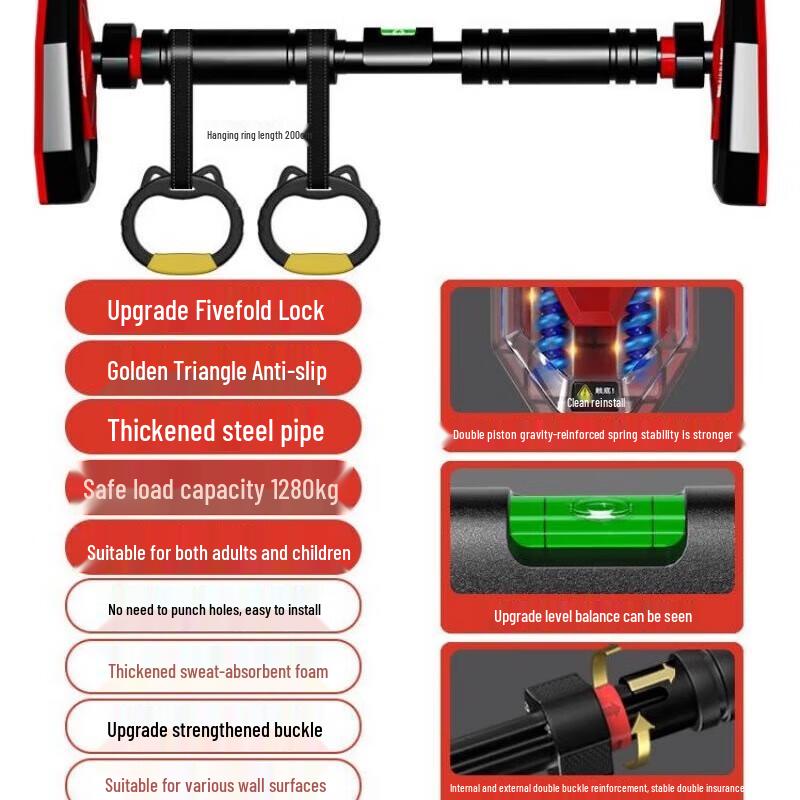 WEZHO Home Pull-up Bar with Rings