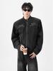 Men's High-End American-Style Denim Jacket: Trendy, Scruffy Cool Hairdresser Vibe with Padded Shoulders and Light Luxury Design.