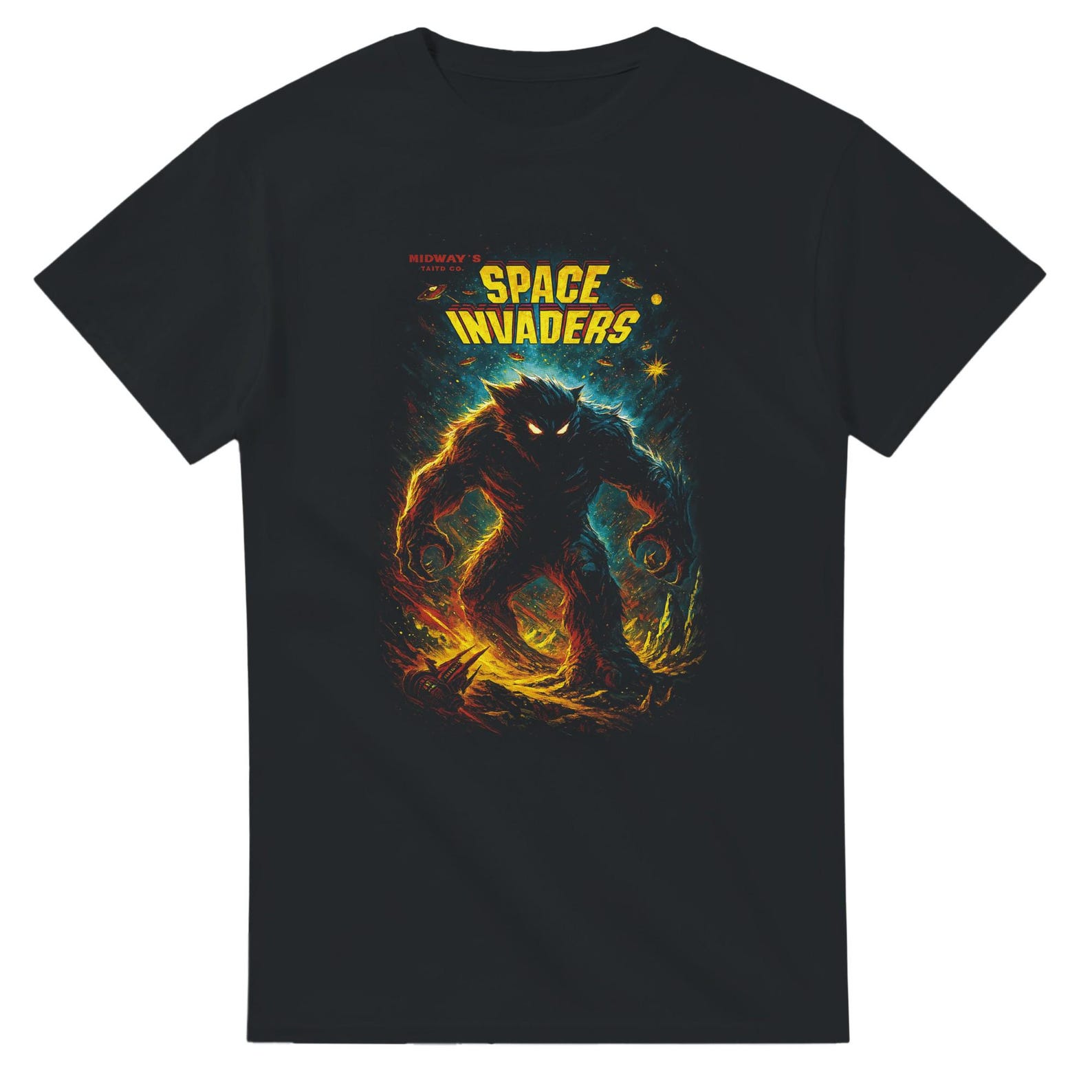 Space Invaders Halftone Heavyweight Unisex Crewneck T shirt | Gildan® 5000 S