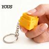 PLA Cheese Clicker Simulated Fidget Keychain, 3D Printed Cube Finger Clicker, Anxiety Stress Relief Push Button Toy for Office Classroom
