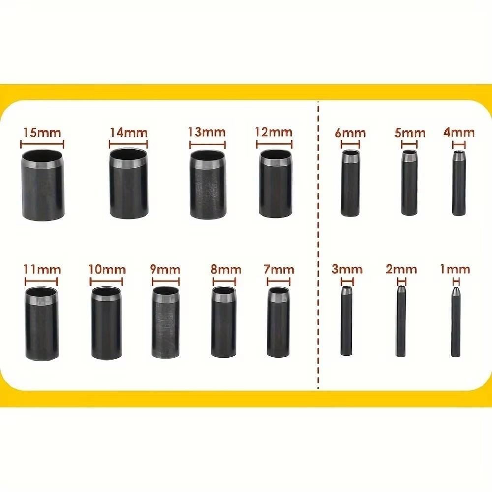 15 Sizes Round Hole Punch 1-15mm Leather Punching Tool Belt Hole Puncher  For DIY Leather Craft