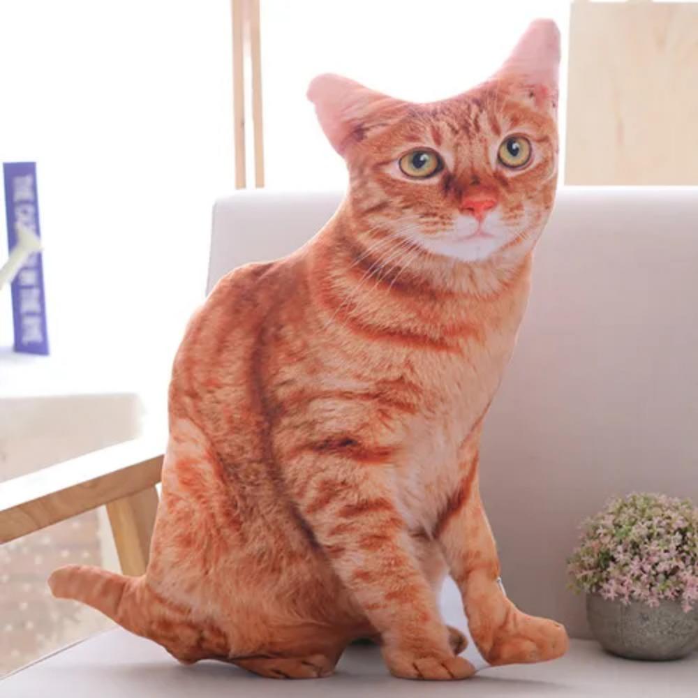 3D/35cmCat Figures Pillows Soft Simulation Cat Shape Cushion Sofa Decoration Throw Pillows Cartoon Plush Toys Friend Kids Gifts