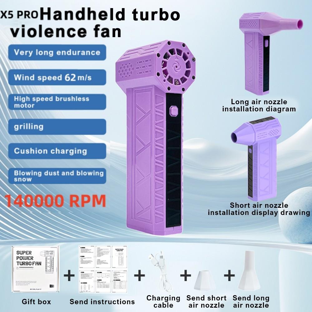 Air Blower 140000RPM Turbo Jet Fan Brushless Motor Handheld Duct Fan 62M/S Portable Type-C Charging with Power Display Ventilado