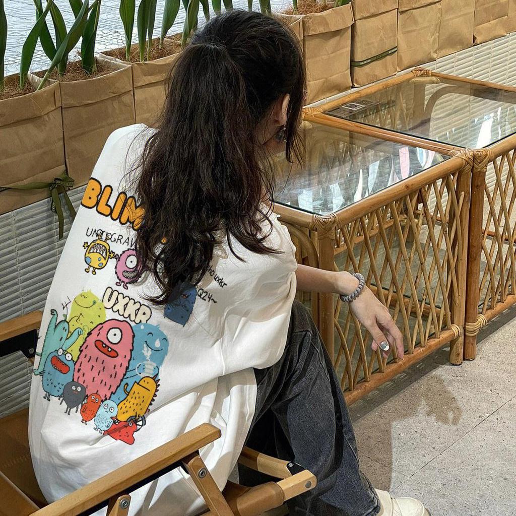 Japanese Retro Chic Unisex Plus-Size Loose Cotton T-Shirt for Couples