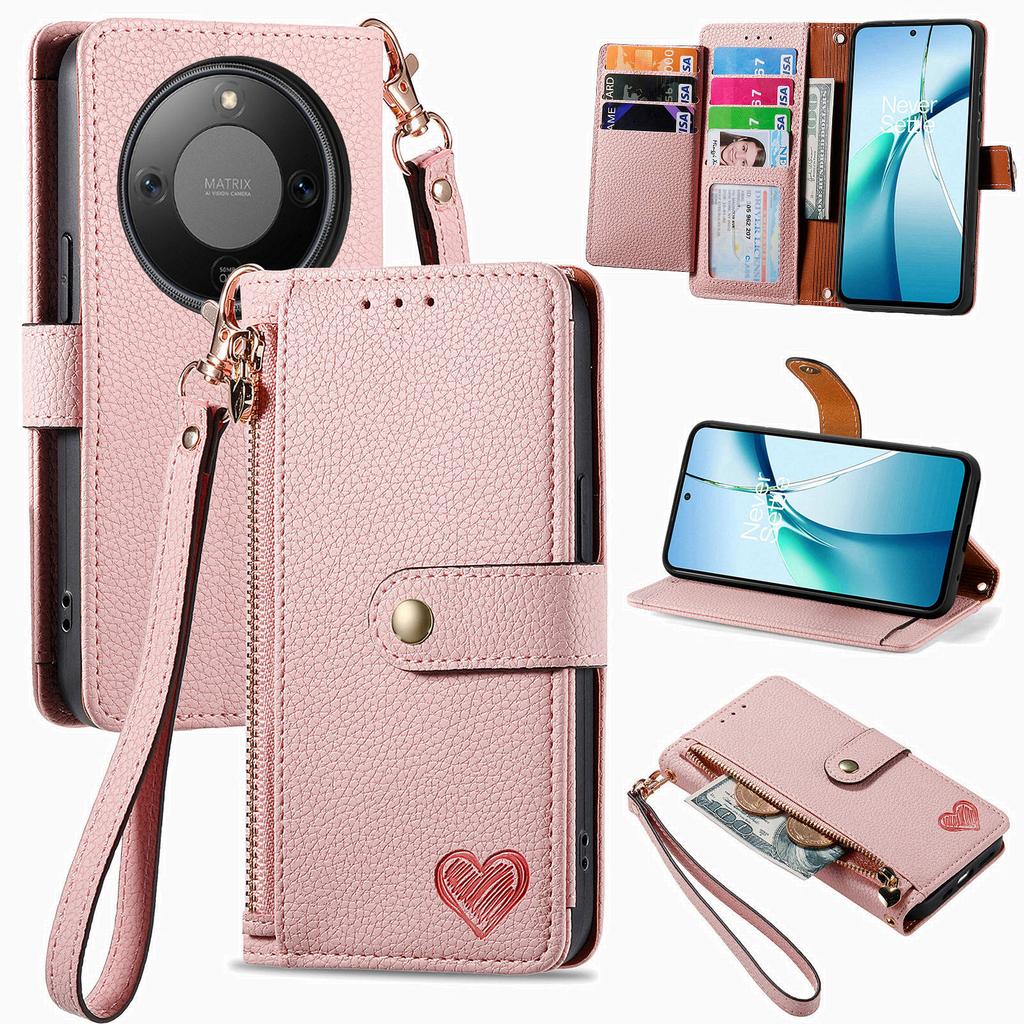 For Honor X9d 5G/Honor X70 5G/Honor Magic8 Lite 5G Case RFID Blocking Zipper Pocket Leather Wallet Phone Cover with Strap