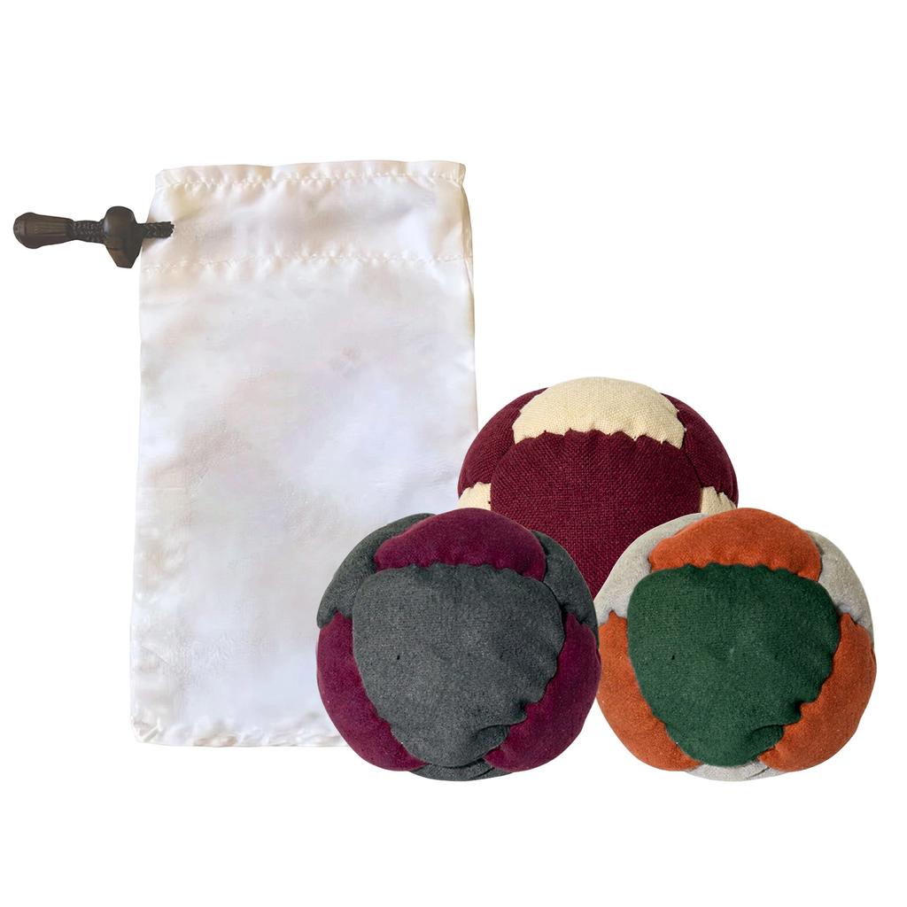 Traditional Fabric Footbag Set 6cm Retro Style Hacky Sack Balls with Drawstring Storage Bag Durable Soft Textile Material for Skill Practice
