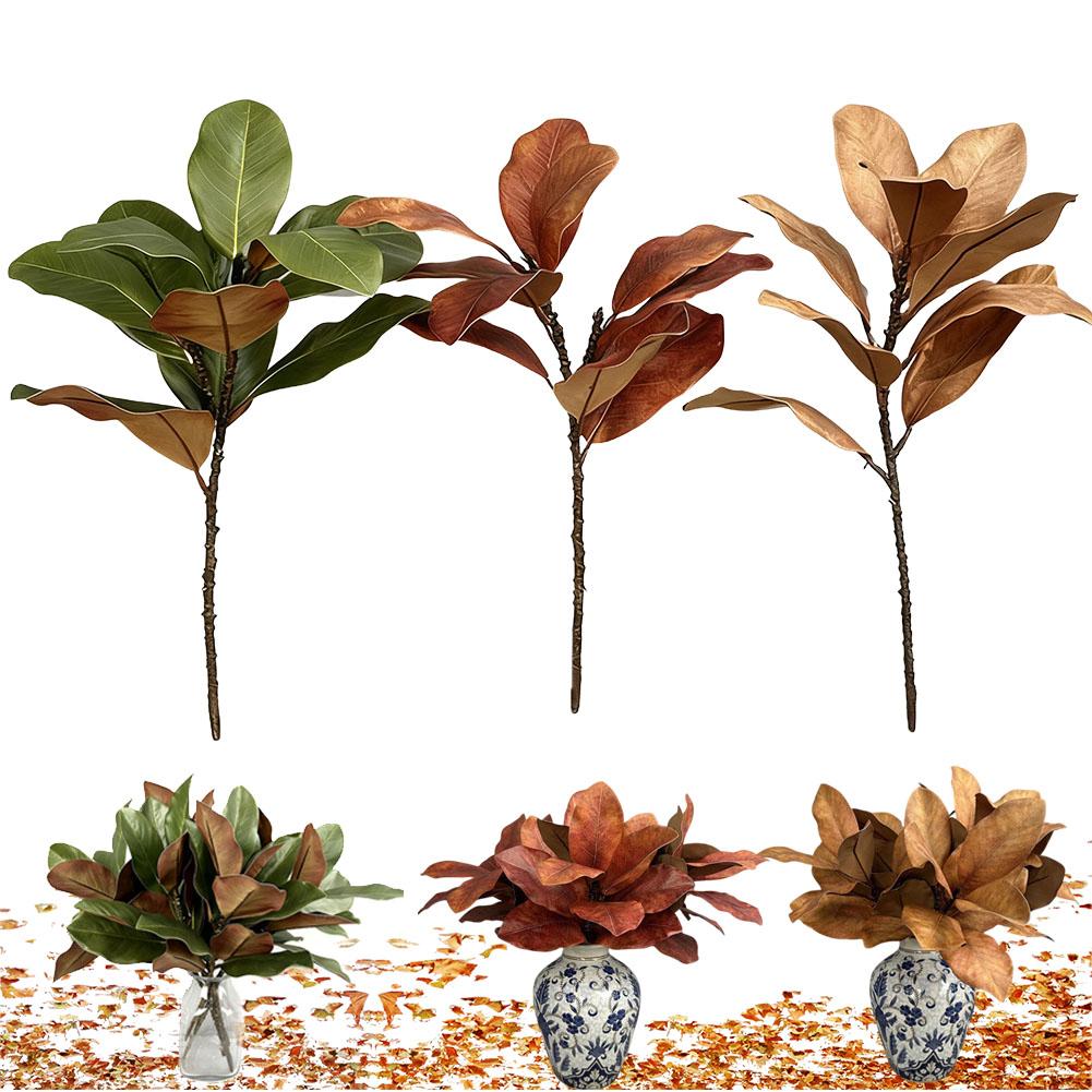 Simulated Magnolia Leaf Plant Green Plastic Flower Arrangement Vase Decoration Branch Scenery Create Home Decor