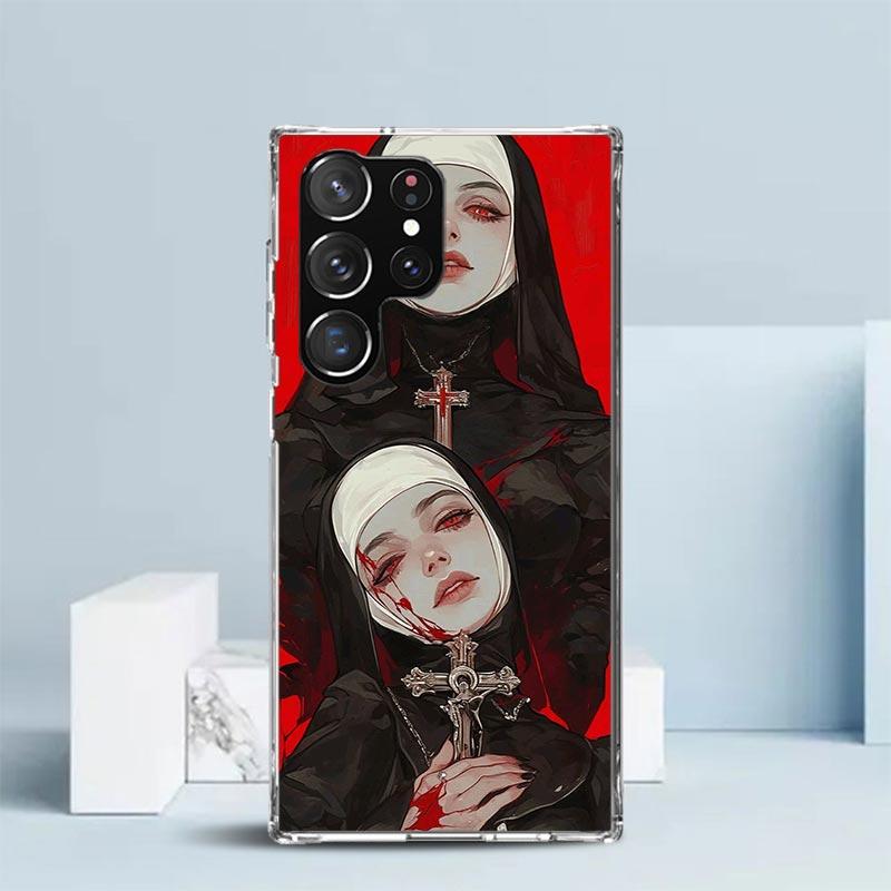 

Dark Demon Nun Soft Cover for Samsung Galaxy S25 Edge S26 S24 S23 Ultra Phone Case S22 S21 Plus S20 FE Print Pattern Shell Galax Samsung S24 Plus