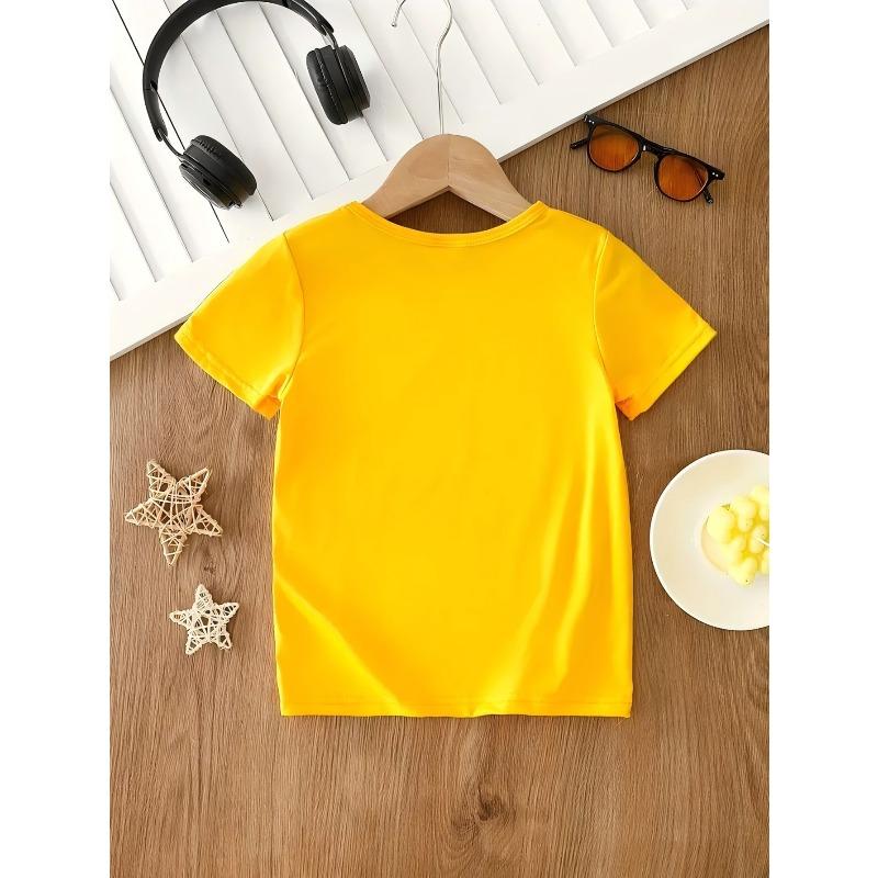 Children Crew Neck Short Sleeve T-Shirt with Cartoon Guinea Pig Print
