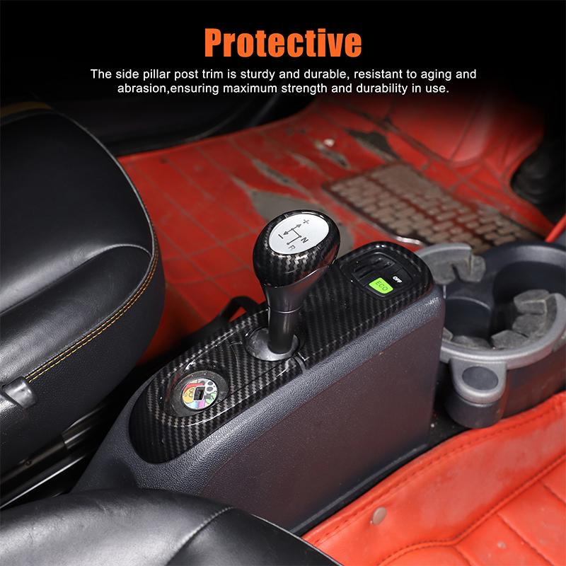 Carbon Fiber car center console head cover gear head cover trim Suitable for Mercedes-Benz Smart 451 Fortwo 2009-2015