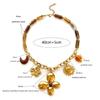 Fashionable Floral Sun Resin Beaded Necklace Retro Clavicle Chain Stainless Steel Neck Jewelry For Women