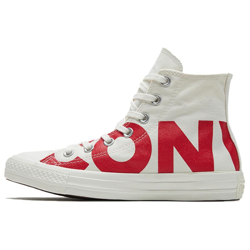 

Converse Chuck Taylor All Star Hi Top ЛОГОТИП с красной надписью Высокие парусиновые кеды Унисекс Белые 40