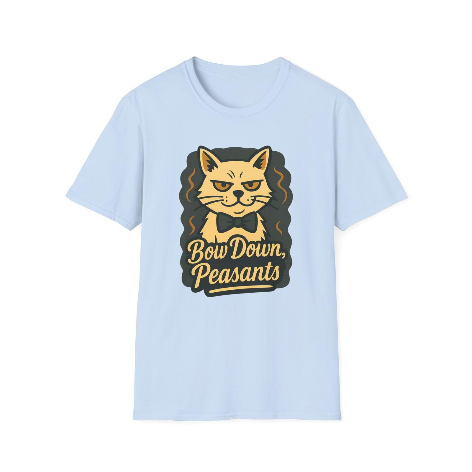 Unisex Softstyle T-Shirt Mens Womens Tees Top Street Art Cat  Smug Bow Tie Feline  Urban Style L
