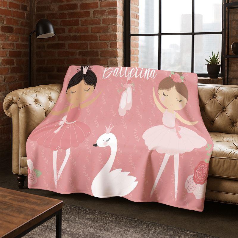 Cartoon Ballet Cute Girl Ballerina Flannel Blanket Soft Warm Blanket Throw Blanket for Bedroom Living Room Bed Travel Picnic Kid