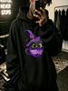 Casual Streetwear Style, Hoodie, Cute Black Cat In Purple Witch Hat with Halloween Text Design, Autumn Winter Season, Gift for Boy