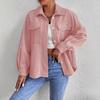 European-American Women's Corduroy Long Sleeve Solid Color Shirt Jacket 2025