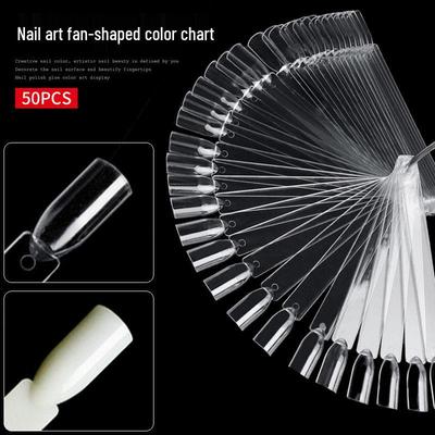 Fan-Shaped Nail Art Practice Display - 50 Piece Gel Polish Color Card Set