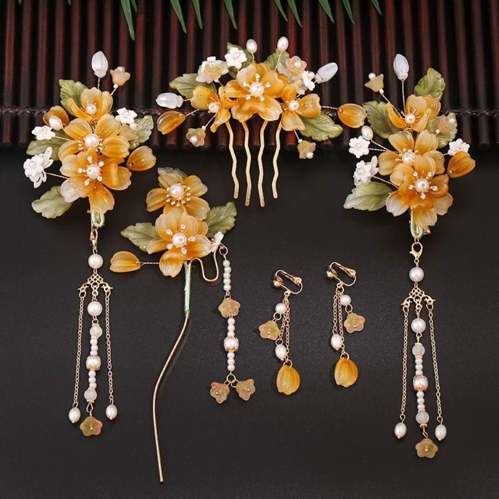 Tassel Chinese Style Hairpin Set Pearl Flower Hair Comb Hanfu Hair Stick Hair Accessories