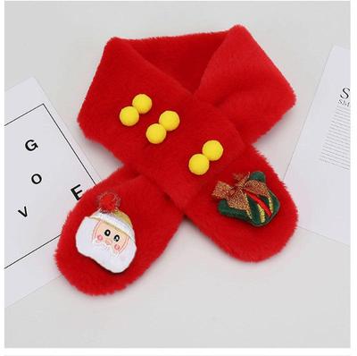 Kids' Winter Plush Scarf: Cozy, Thick, Windproof Neck Warmer with Cute Santa Design for Boys and Girls
