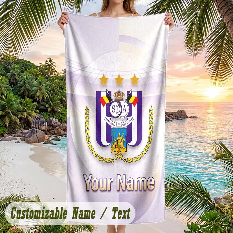 Beach Towel Anderlecht FC Print Custom Name Text Soft Towel for Swimming Pool