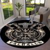 Viking Raven Round Area Rug,Carpet Rug for Living Room Bedroom Sofa Playroom Decor,Non-slip Floor Mat