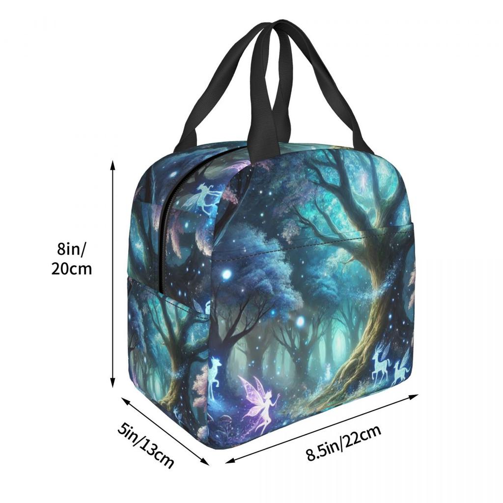 Glowing Enchanted Forest With Fairies And Magical Creatures Insulated Lunch Bag for Women Kids Food Boxes Thermal Lunch Box Tote