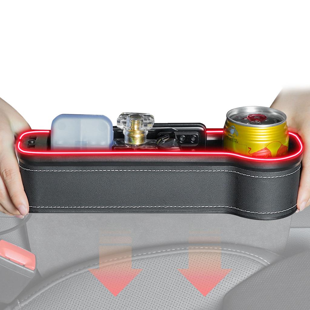 Car Seat Organizer Front Seat Auto Console Side Car Organizer With Partition Design Double USB Ports Microfiber Leather Car Gap