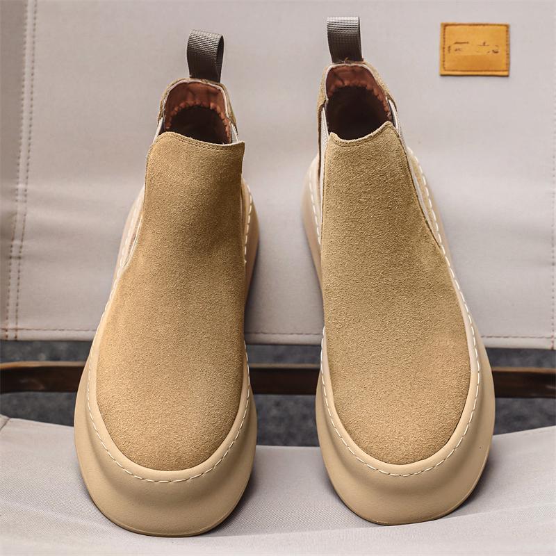 Pánské kotníkové boty z pravé kůže v britském stylu, horký prodej, pánské boty Chelsea, klasické semišové boty Chelsea, volnočasová chůze, obuv