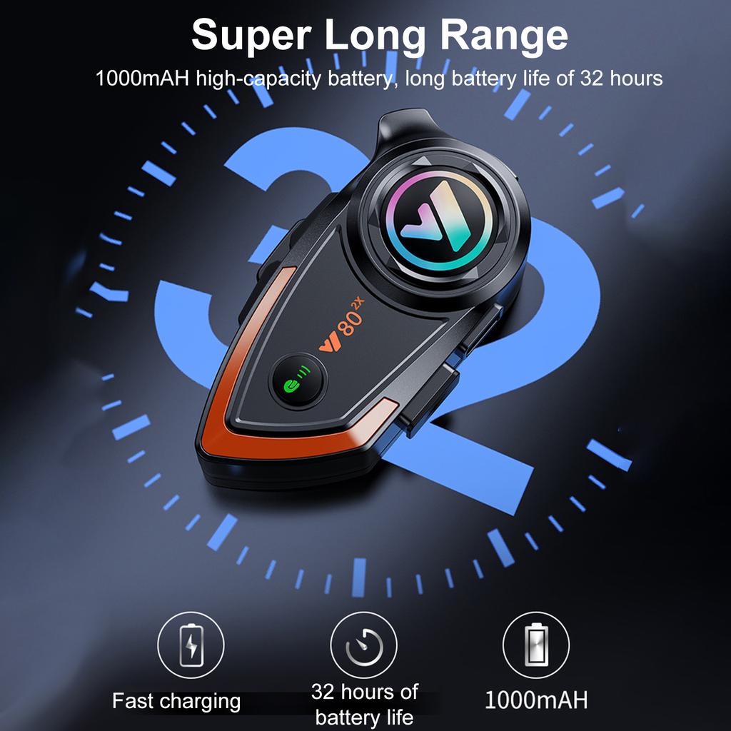 Motorcycle Intercom Helmet BT Headset Compatible with a Variety of Helmets