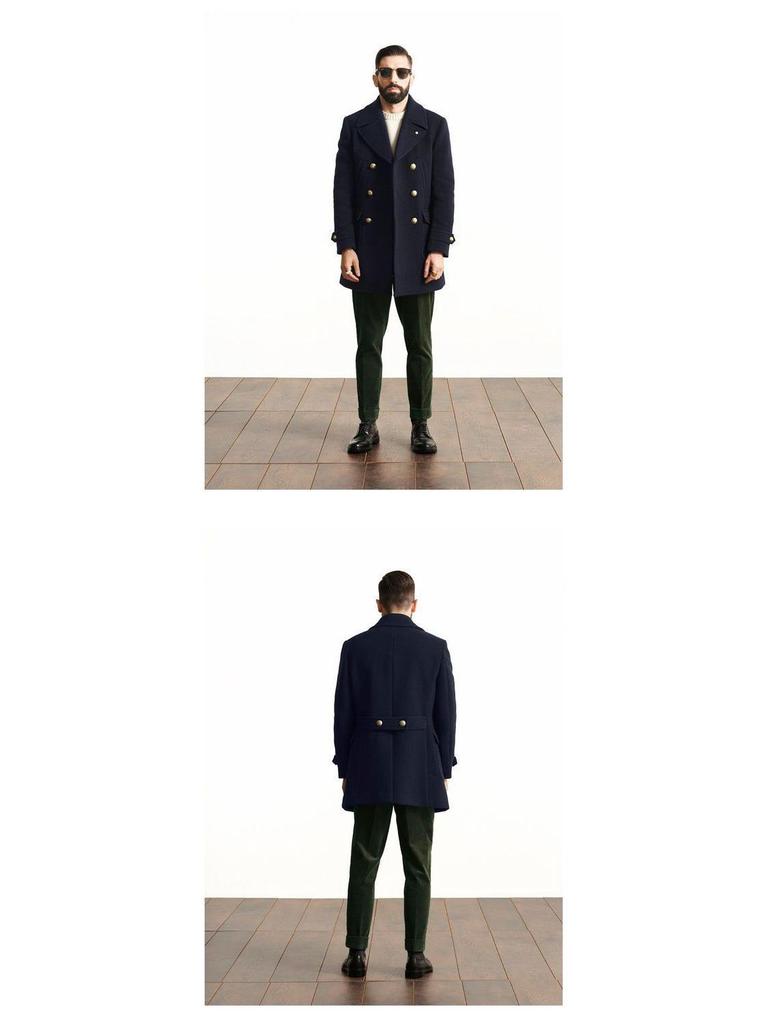 2023 Herren Britischer Mittellanger Wollmantel - Herbst/Winter Langarm Oberbekleidung