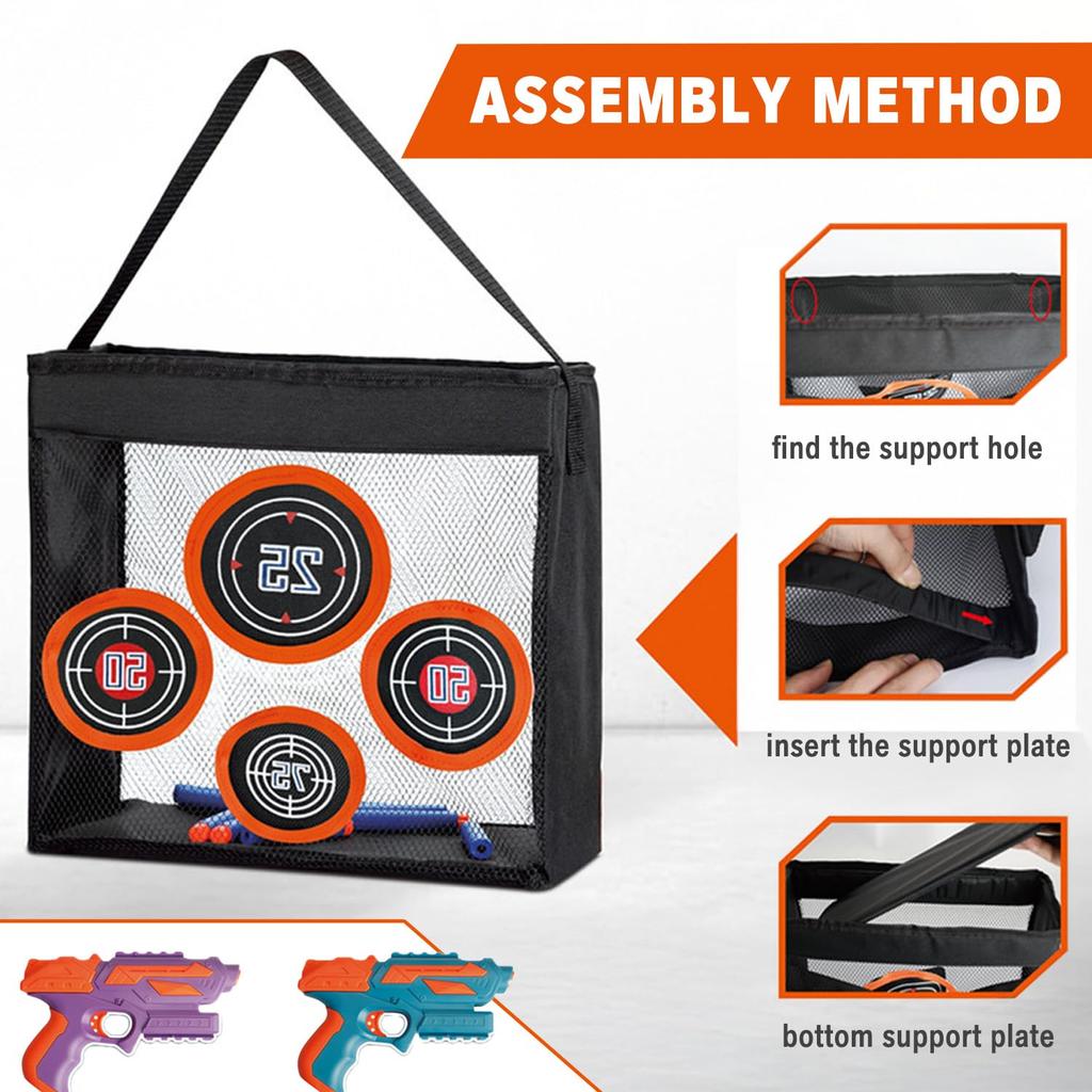 TORMEN Nerf-kompatibles Weichschaum-Zielspielzeug mit klappbarem Ständer und Netz-Aufbewahrungstasche für Schießübungen, ab 6 Jahren